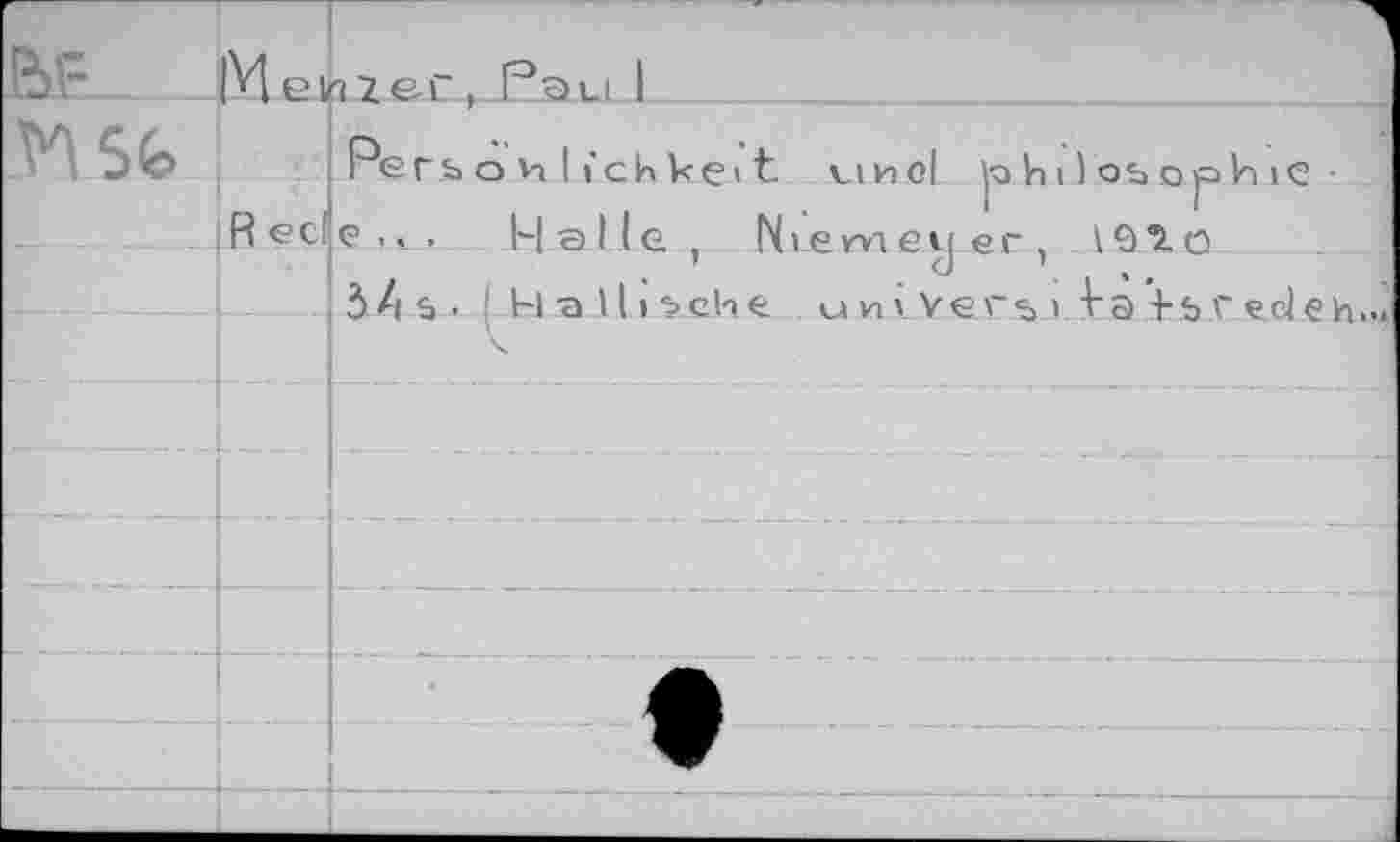 ﻿
Meirizer, Pau I
MSG
Reel
Periohli'chkeit vtnol philosophic-c.,. Halle , Nvemetj er , I9to 34 s. I H •allische um v Vers i/Vaede)